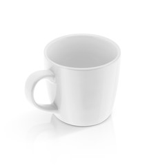 white ceramic mug isolated on white background