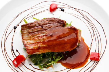 Fillet mignon with chocolate