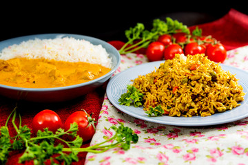 Handmade Indian curry chicken rice