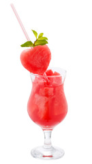 glass of watermelon juice isolated on white