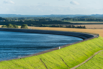 Renewable Energy Lake next to stunnig landscapes in the summerime