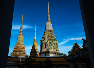Fototapeta premium Pagodas in the Wat Pho Temple, Bangkok, Thailand
