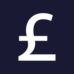 Vector image of a pound sign.  White vector icon on dark blue background.