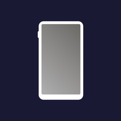 Vector image mobile phone, smartphone.  White vector icon on dark blue background.