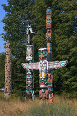 The Totem Poles at Brockton Point in Stanley Park are one of the major tourist attractions in...