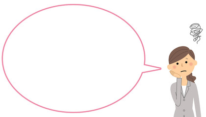 困るスーツの女性　ふきだし