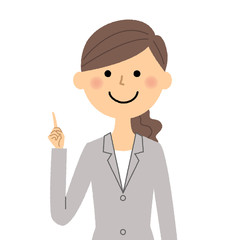 スーツの女性　指をさす