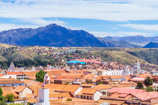 View on cityscape of colonial old town of Sucre in Bolivia