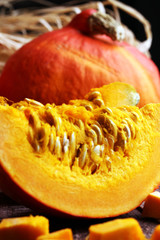 Pumpkin and pumpkin slices Autumn Healthy Food Nutrition Seasona