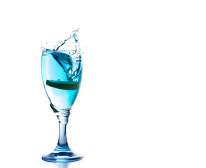 lemon splash in a cocktail glass