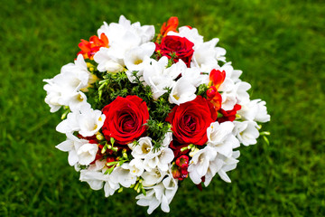 Wedding bouquet on grass