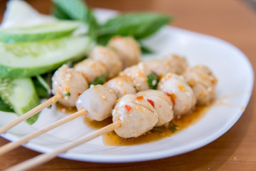 Grilled pork meatball