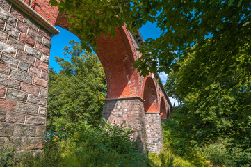 Fototapeta na wymiar Bricks railway bridge in Bytow (Poland