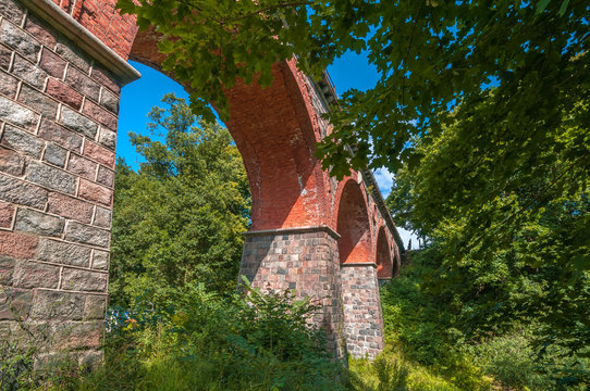 Bricks railway bridge in Bytow (Poland