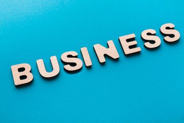 Word Business on blue background