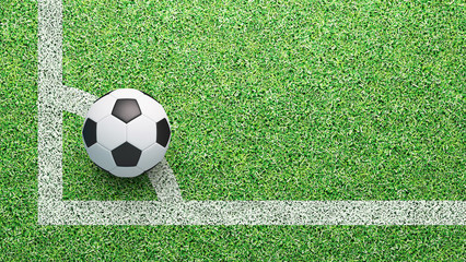 Palla da calcio su angolo del campo, tiro d'angolo
