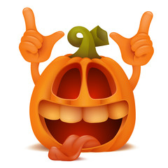 Laughing Halloween Pumpkin Jack Lantern emoticon cartoon character