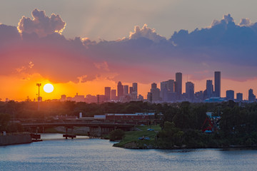 Sunset at Houston docks, Texas