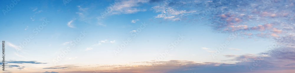 Wall mural vibrant color panoramic sky with cloud on morning. beautiful cirrus cloud. panorama high resolution 