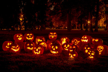 Lighted Halloween Pumpkins with Candles