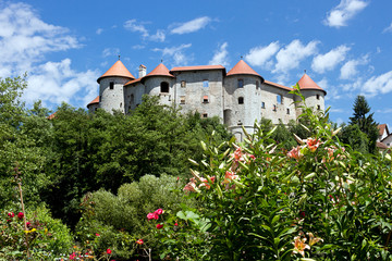 View on medieval castle in Zuzemberk village, Lower Carniola - Slovenia
