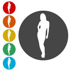Fashion model silhouette icons set - Illustration 