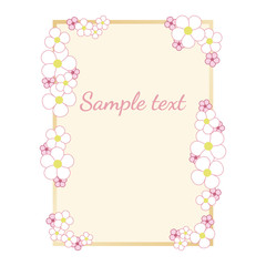 Delicate floral pattern with pink and white flowers. Vector template is suitable for greeting cards, invitations and posters.