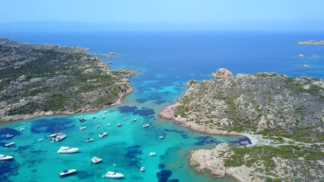 Top view of boats in Sardinia.