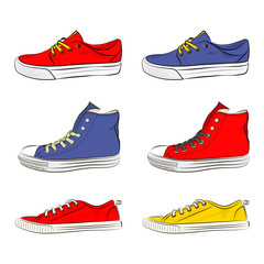 A set of sports shoes. Vector illustration.