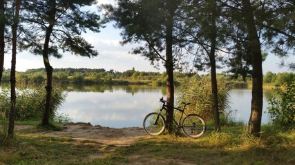 bike on a lake