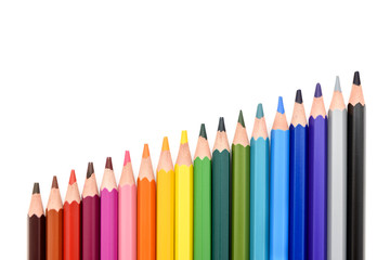Colored pencils isolated on white background