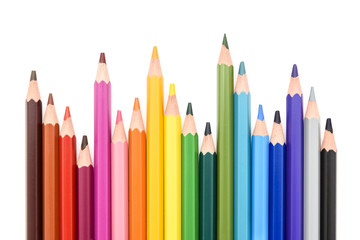 Colored pencils isolated on white background