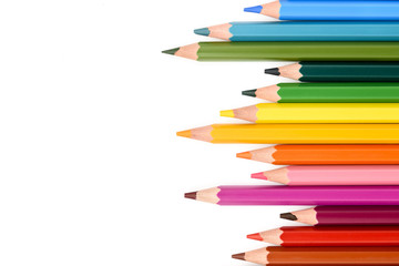Colored pencils isolated on white background
