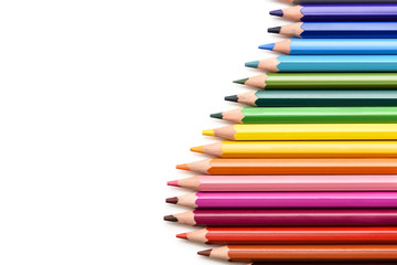 Colored pencils isolated on white background