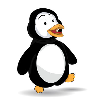 cartoon penguin walking showing supprised face