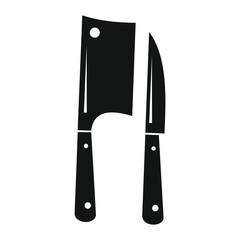 Ax and knife in black simple silhouette style icons vector illustration for design and web