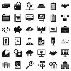 Online business icons set, simple style