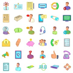 Business breakfast icons set, cartoon style