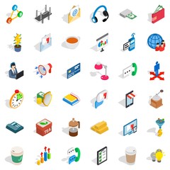 Planning icons set, isometric style