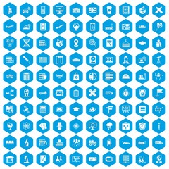 Fototapeta na wymiar 100 globe icons set blue