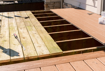 Replacement of old wooden deck with composite material
