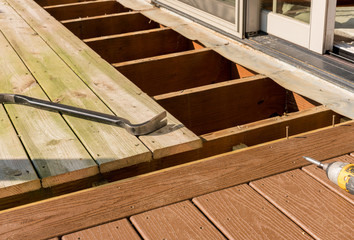 Replacement of old wooden deck with composite material © steheap