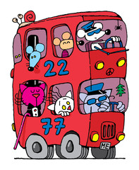 double decker, mouse, cats, london, bus