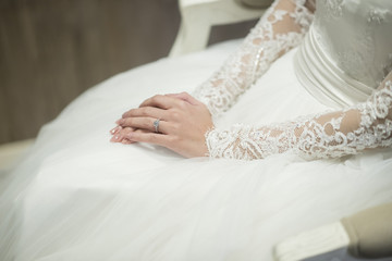 Obraz na płótnie Canvas close up bride dress