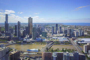 Aerial view of Melbourne city CDB skyline