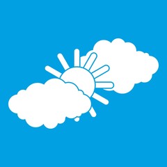 Sun and clouds icon white