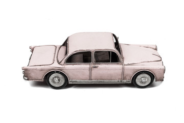 Obraz na płótnie Canvas Model antique car, isolated on a white background