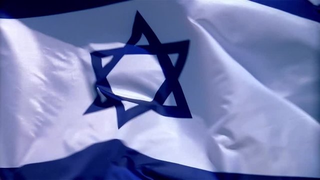 Israeli flag rippling in the wind.