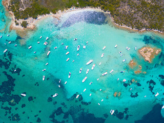 Top view of boats in Sardinia.