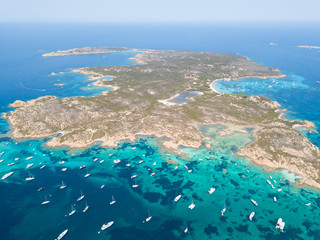 Aerial view of  Santa Maria island, Maddalena archipelago. Sardinia